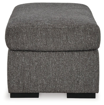 Ottoman In Solid Pewter Fabric