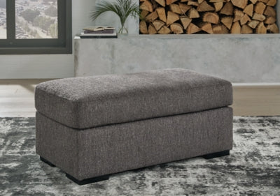 Ottoman In Solid Pewter Fabric
