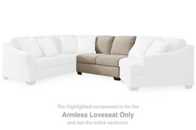 Armless Loveseat In Solid Cork Fabric