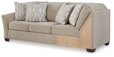 Left-Arm Facing Sofa with Corner Wedge In Solid Cork Fabric