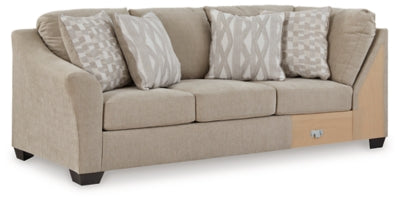 Left-Arm Facing Sofa with Corner Wedge In Solid Cork Fabric