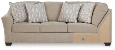 Left-Arm Facing Sofa with Corner Wedge In Solid Cork Fabric
