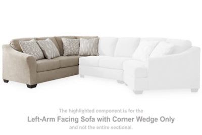 Left-Arm Facing Sofa with Corner Wedge In Solid Cork Fabric