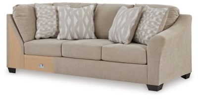 Right-Arm Facing Sofa with Corner Wedge In Solid Cork Fabric