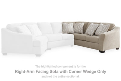 Right-Arm Facing Sofa with Corner Wedge In Solid Cork Fabric