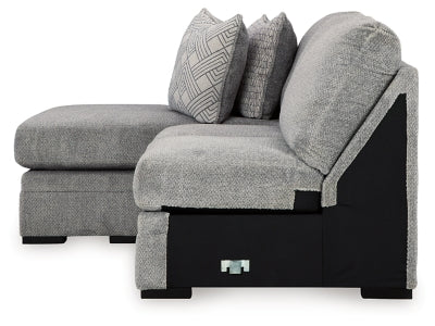 Left-Arm Facing Sofa Chaise In Solid Cement Fabric