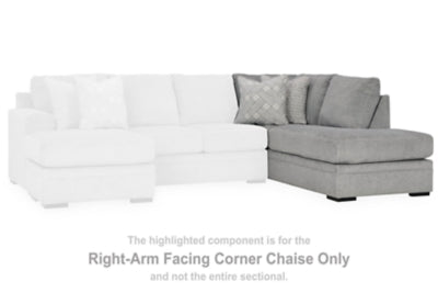 Right-Arm Facing Corner Chaise In Solid Cement Fabric