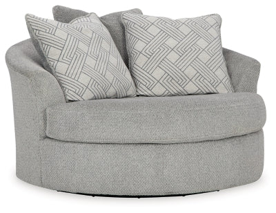Oversized Swivel Accent Chair In Solid Cement Fabric