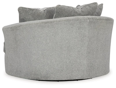 Oversized Swivel Accent Chair In Solid Cement Fabric