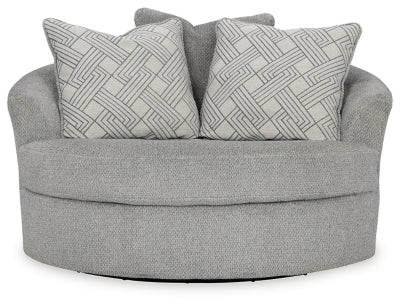 Oversized Swivel Accent Chair In Solid Cement Fabric