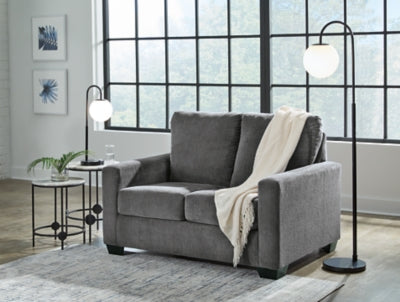 Twin Sofa Sleeper In Solid Pewter Fabric