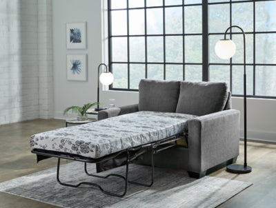Twin Sofa Sleeper In Solid Pewter Fabric