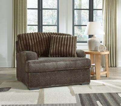 Oversized Chair In Solid Chocolate Fabric