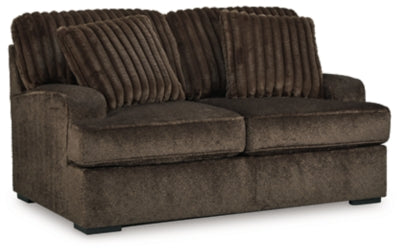 Loveseat In Solid Chocolate Fabric
