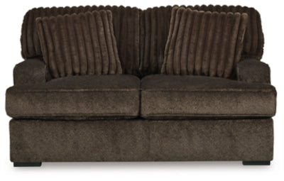 Loveseat In Solid Chocolate Fabric