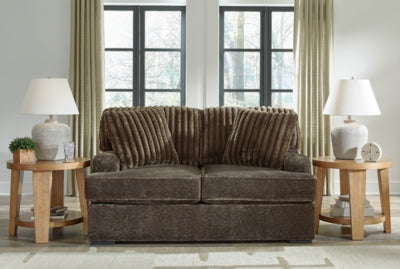 Loveseat In Solid Chocolate Fabric