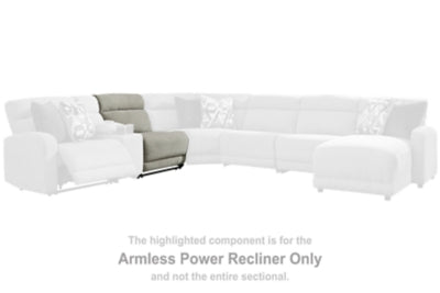Armless Power Recliner In Solid Stone Fabric