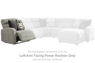 Left-Arm Facing Power Recliner In Solid Stone Fabric