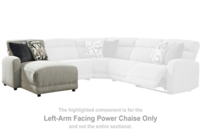 Left-Arm Facing Power Reclining Back Chaise In Solid Stone Fabric