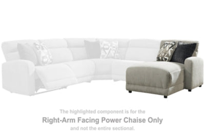 Right-Arm Facing Power Reclining Back Chaise In Solid Stone Fabric