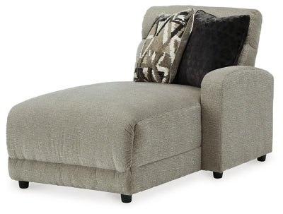 Right-Arm Facing Power Reclining Back Chaise In Solid Stone Fabric