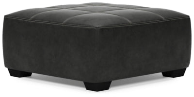 Oversized Accent Ottoman In Solid Pewter Fabric