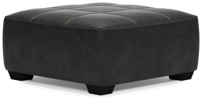 Oversized Accent Ottoman In Solid Pewter Fabric
