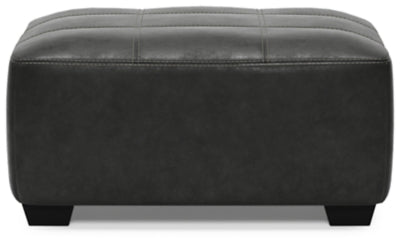 Oversized Accent Ottoman In Solid Pewter Fabric