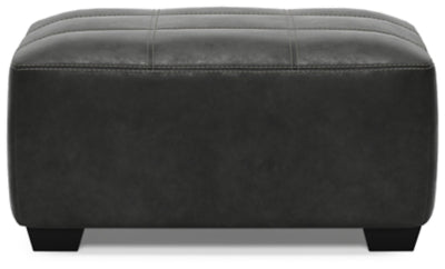 Oversized Accent Ottoman In Solid Pewter Fabric
