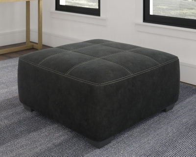 Oversized Accent Ottoman In Solid Pewter Fabric