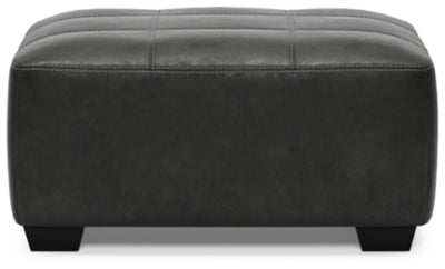 Oversized Accent Ottoman In Solid Pewter Fabric