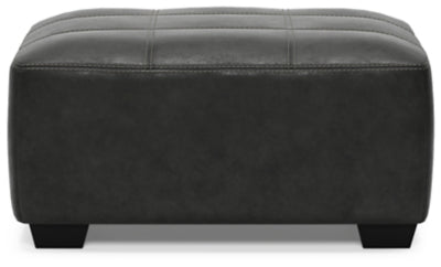 Oversized Accent Ottoman In Solid Pewter Fabric