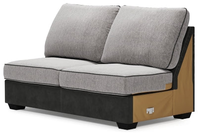 Armless Loveseat In Solid Pewter Fabric