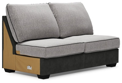 Armless Loveseat In Solid Pewter Fabric