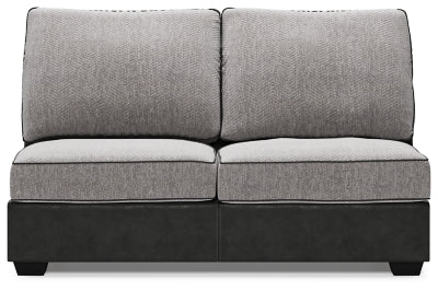 Armless Loveseat In Solid Pewter Fabric