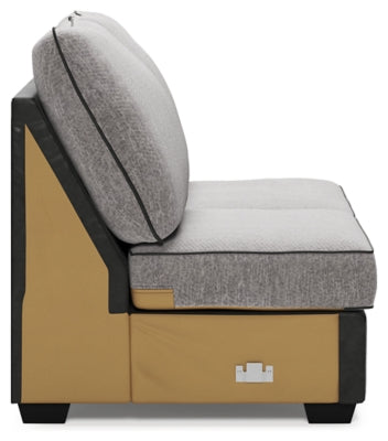Armless Loveseat In Solid Pewter Fabric