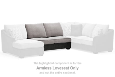 Armless Loveseat In Solid Pewter Fabric