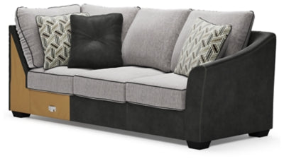 Right-Arm Facing Sofa with Corner Wedge In Solid Pewter Fabric
