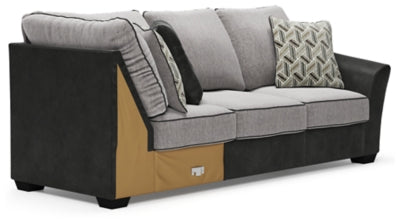 Right-Arm Facing Sofa with Corner Wedge In Solid Pewter Fabric