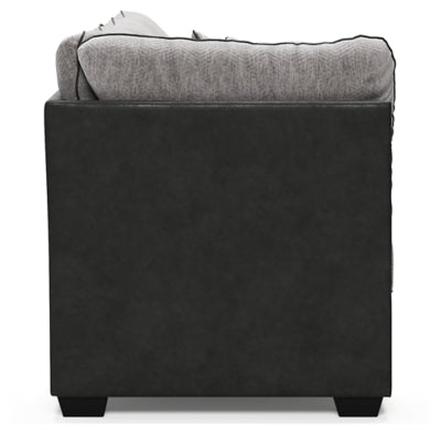 Right-Arm Facing Sofa with Corner Wedge In Solid Pewter Fabric