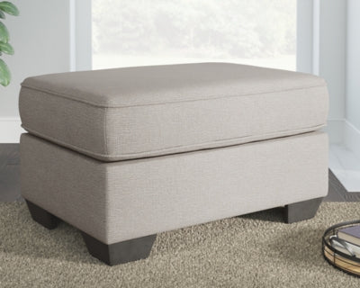 Ottoman In Solid Stone Fabric