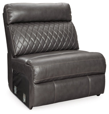 Armless Chair In Solid Gray Fabric