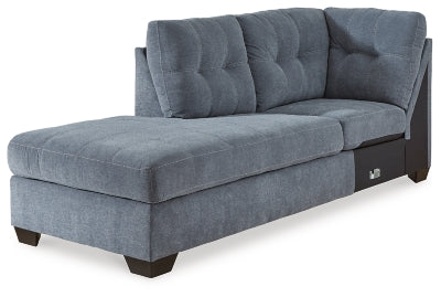 Left-Arm Facing Corner Chaise In Solid Denim Fabric