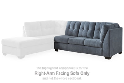 Right-Arm Facing Sofa In Solid Denim Fabric
