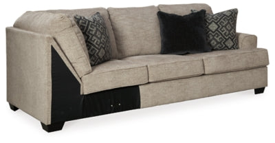 Right-Arm Facing Sofa with Corner Wedge In Solid Stone Fabric