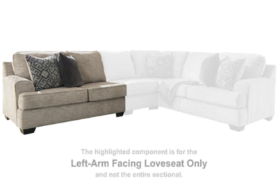Left-Arm Facing Loveseat In Solid Stone Fabric