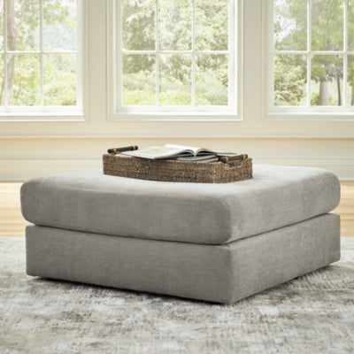 Oversized Accent Ottoman In Solid Ash Fabric