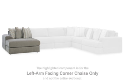 Left-Arm Facing Corner Chaise In Solid Ash Fabric
