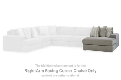 Right-Arm Facing Corner Chaise In Solid Ash Fabric
