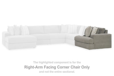 Right-Arm Facing Corner Chair In Solid Ash Fabric